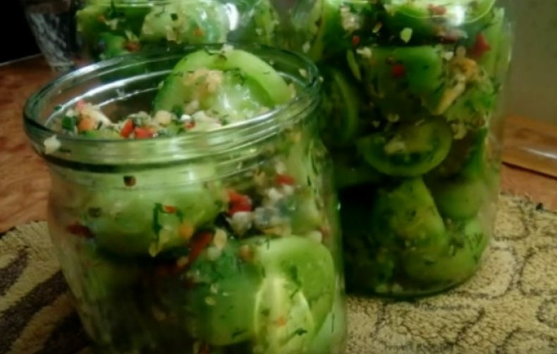 Вкусные зелёные помидоры с чесноком по-армянски на зиму пошаговый рецепт