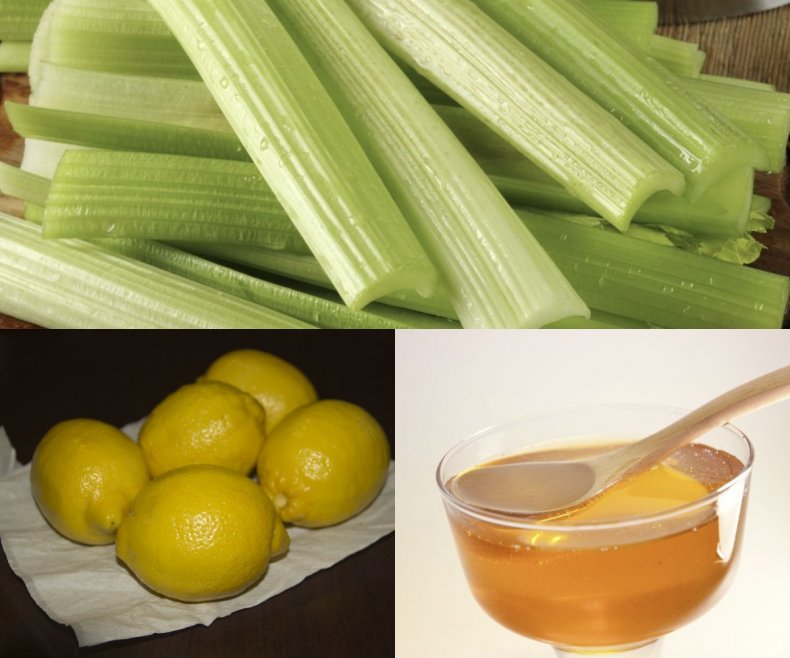 Ингредиенты для приготовления сельдерея с лимоном и мёдом